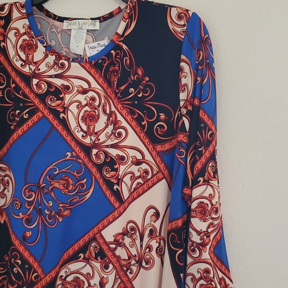 JAMIE & LAYLA Graphic baroque print dress 3/4 sleeves 2X NWT - Picture 2 of 6